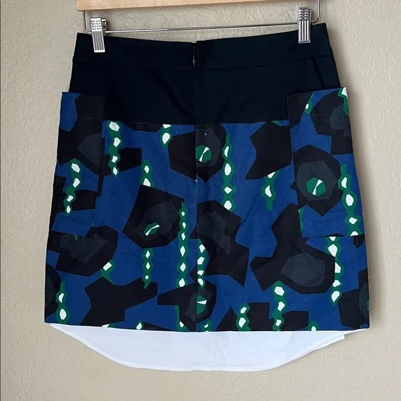 NWF Jil sander navy and black geometric mini lined skirt